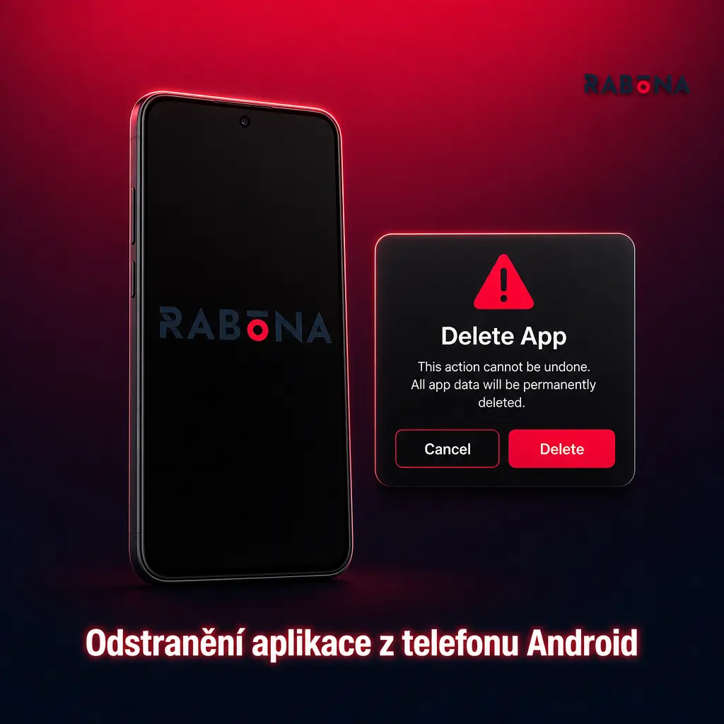 Odinstalace aplikace v Androidu podržením ikony nebo přes Nastavení, účet a data zůstávají zachovány