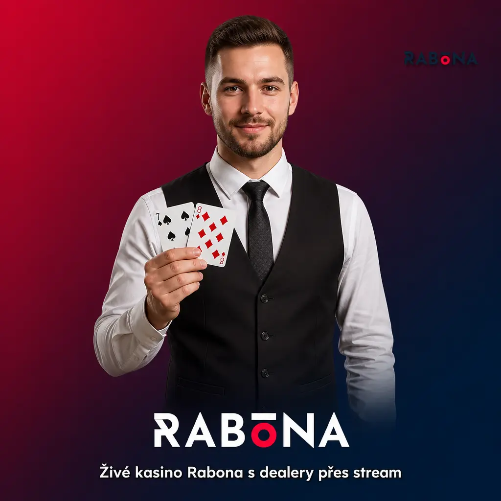 Živé kasino Rabona se streamem krupiéra, sázkovým rozhraním a hrami blackjack, ruleta a bakarat